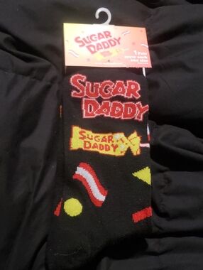 🤯3/$12 Sugar Daddy Candy Crew Socks Black New Unisex
